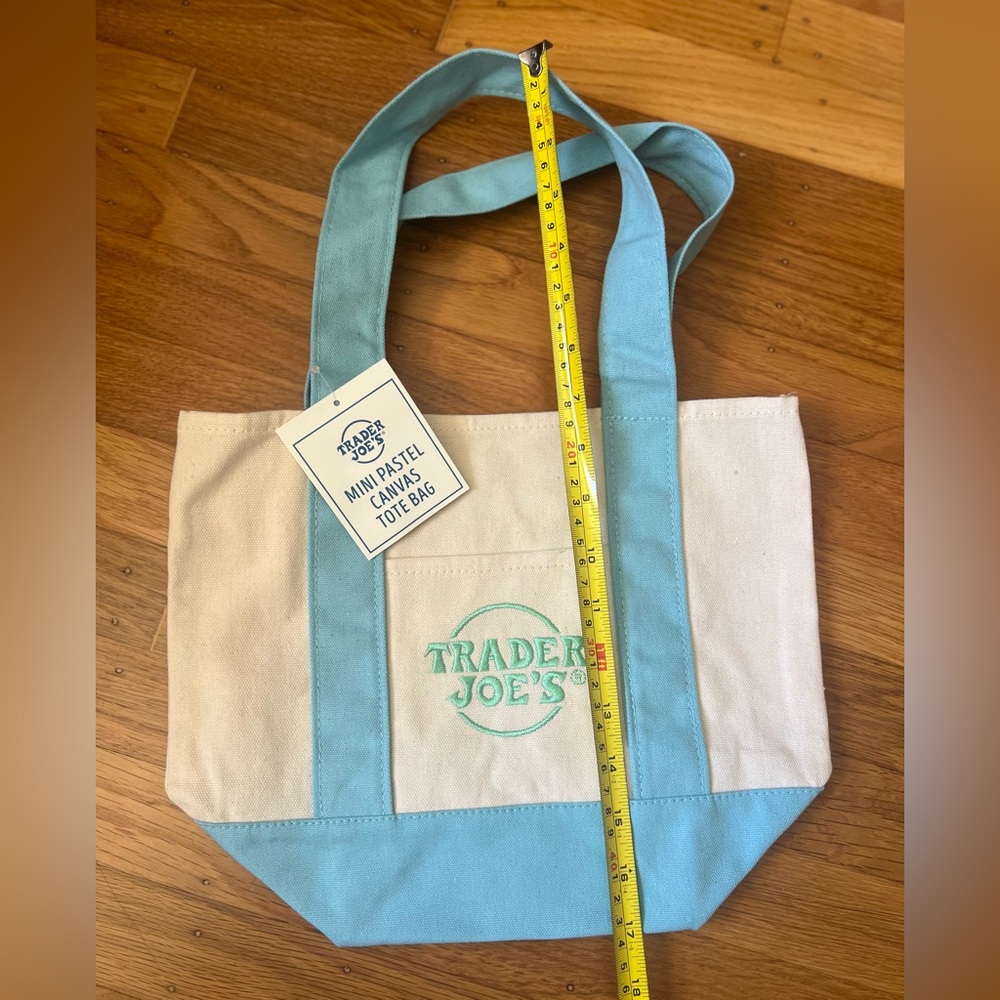 Trader Joe’s pastel Blue mini Canvas Tote Bag #4